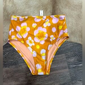 Madewell Second Wave Retro High Waist Bikini Bottom Watercolor Floral XS NWT